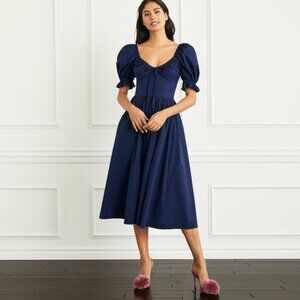 Hill House The Ophelia Dress in Navy Poplin Sz Small NWT midi length nap dress